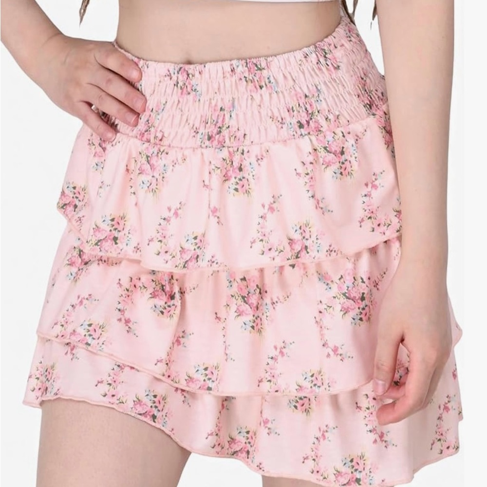 Amazon(Hinfel) EUC Women’s Floral Ruffle Mini Skirt